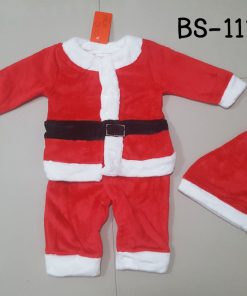 BS1113 ชุดบอดี้สูทแฟนซีซานตาครอสเด็กผู้ชาย มีหมวก ฉลองวันคริสมาสต์ (2ชิ้น)